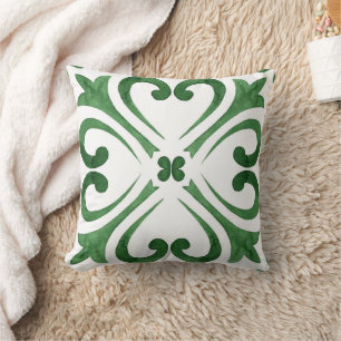Cojín Decorativo Bosque Verde y Blanco Azulejo Marroquí