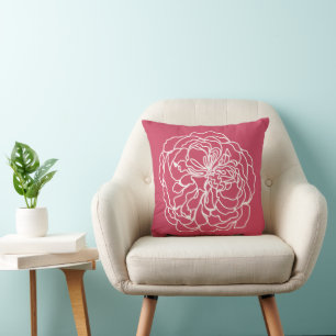 Cojín Decorativo Bosquejo de Rosa Floral Moderno Colores de Fondo P