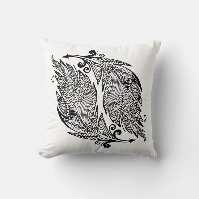 Cojín Decorativo Bosquejo inspirado de plumas (Anverso)