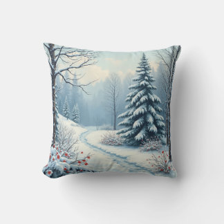 Cojín Decorativo Bosques de nieve y bosque de invierno