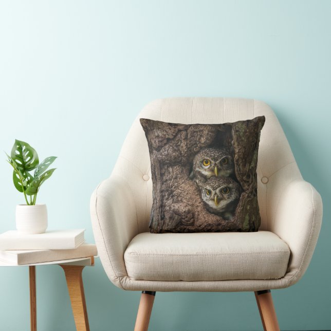 Cojín Decorativo Bosques | Dos lechuzas mirando (Silla)