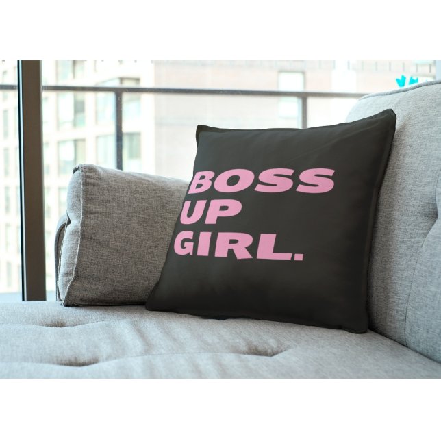 Cojín Decorativo Boss up Girl Throw Pillow - Black (Subido por el creador)