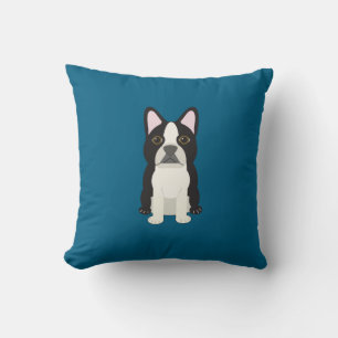 Cojín Decorativo Boston Terrier azul