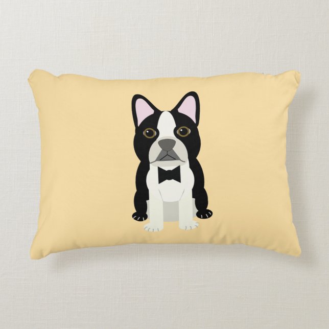 Cojín Decorativo Boston Terrier beige (Anverso)