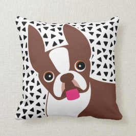 Cojín Decorativo Boston Terrier Brown o Perro Rojo Recubierto