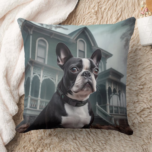 Cojín Decorativo Boston Terrier Halloween Aterrador (Manta)