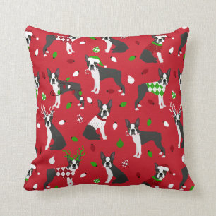 Cojín decorativo Boston Terrier navidades