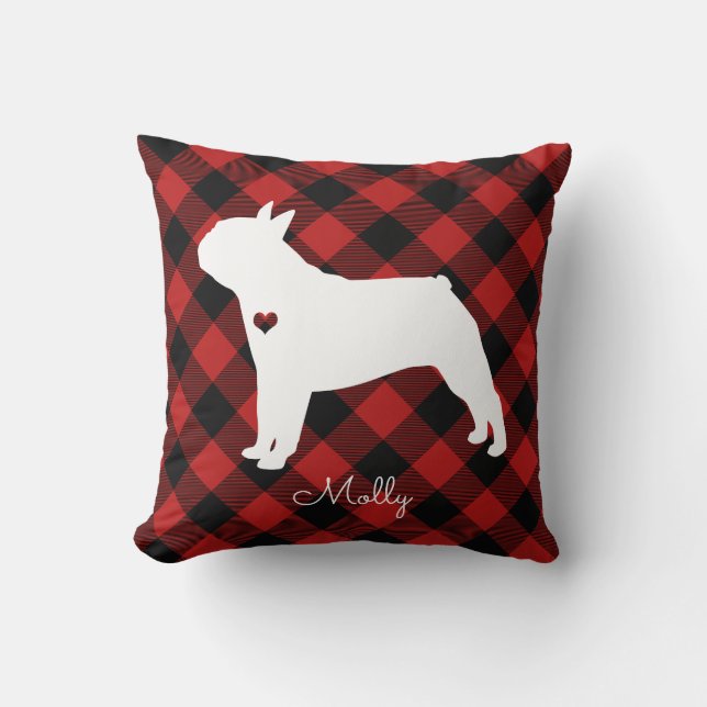 Cojín Decorativo Boston Terrier Navidades plantan nombre de perro (Anverso)
