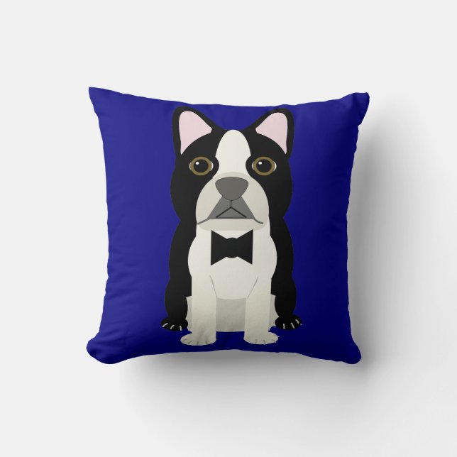 Cojín Decorativo Boston Terrier navy (Anverso)