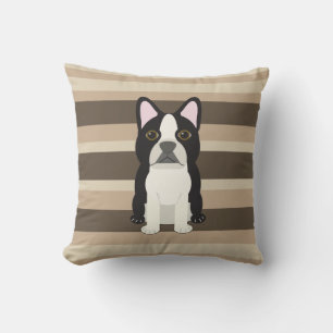 Cojín Decorativo Boston Terrier Neutral rayado