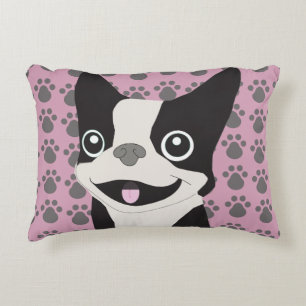 Cojín Decorativo Boston Terrier, Rosa Polvo