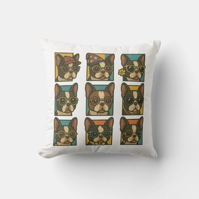Cojín Decorativo Boston Terrier Trendsetters (Anverso)