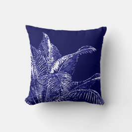 Cojín Decorativo Botánica azul y blanco | Palm tropical