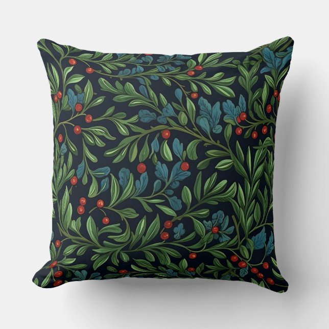 Cojín Decorativo Botánica del Jardín Morris de Invierno (Anverso)