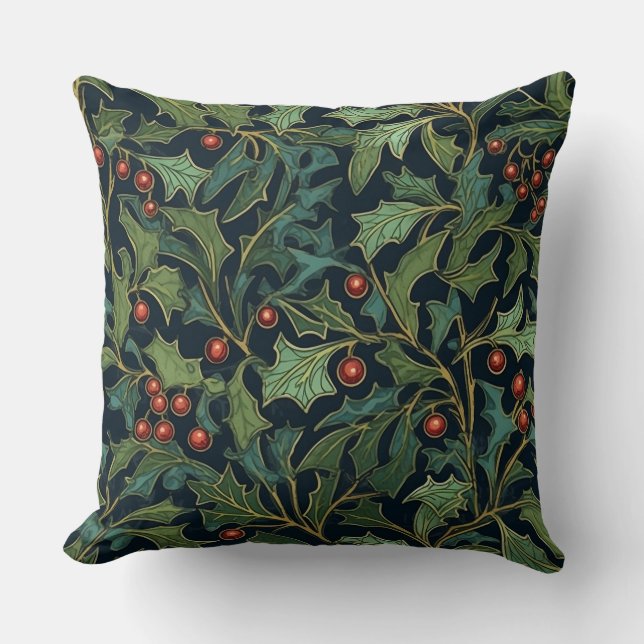 Cojín Decorativo Botánica del Jardín Morris de Invierno (Anverso)