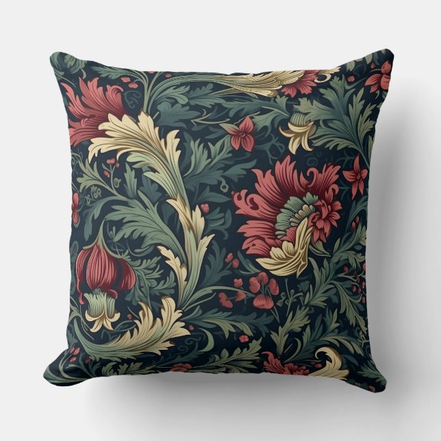 Cojín Decorativo Botánica del Jardín Morris de Invierno (Anverso)