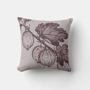 Cojín Decorativo Botánica gris y borgoñona   Gooseberries