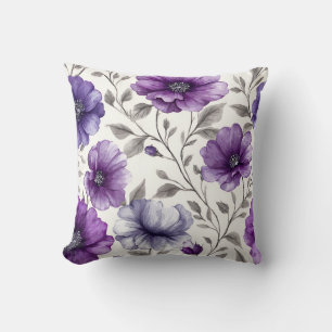 Cojín Decorativo Botánica Romántica Chic Floral Púrpura Vintage