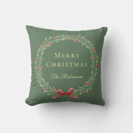 Cojín Decorativo Botanical Christmas Wreath Modern Script