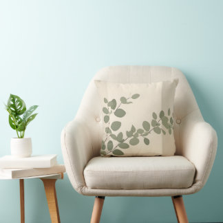 Cojín Decorativo Botanical organic eucalyptus leaf neutral tones