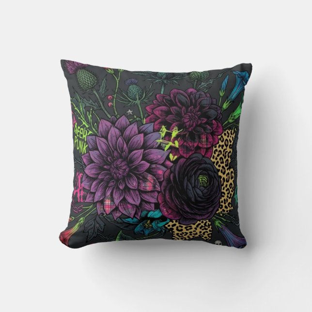 Cojín Decorativo Botanical Punk Floral Pillow Dark Aesthetic Grunge (Anverso)