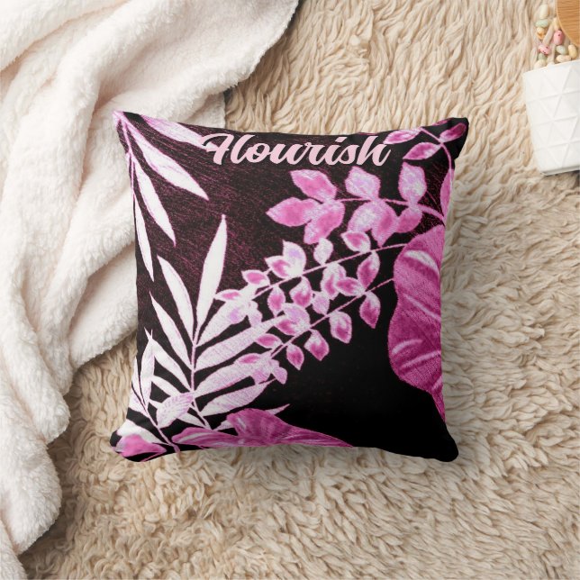 Cojín Decorativo Botanical Tropical Leaves Palm Pink Personalized (Manta)