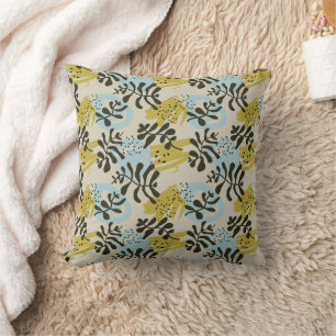 Cojín Decorativo Botánico abstracto bohemio verde azul pastel