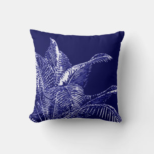 Cojín Decorativo Botánico azul y blanco  Palm tropical