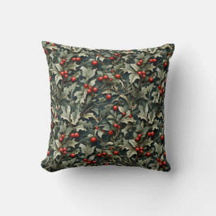 Cojín Decorativo botánico de baya de acebo inglés vintage