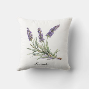 Cojín Decorativo Botánico de bienestar de lavanda en acuarela perso