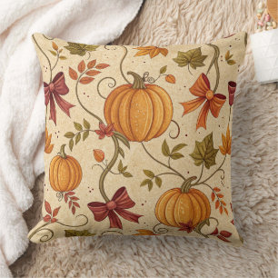 Cojín Decorativo Botánico de calabaza acogedor patrón continuo de o