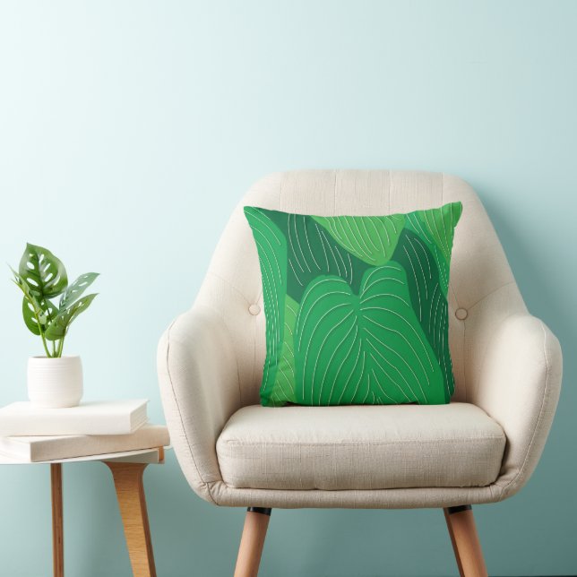 Cojín Decorativo Botánico de Hojas Verdes (Silla)