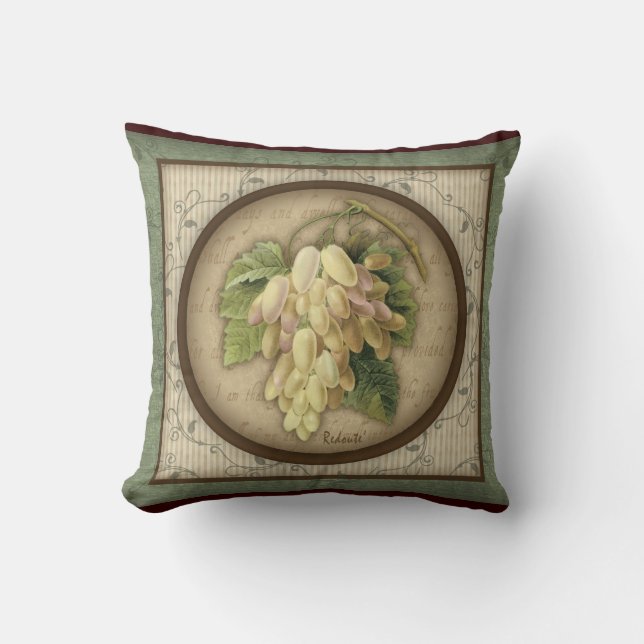 Cojín decorativo botánico de las uvas (Anverso)