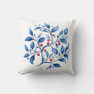 Cojín Decorativo Botánico de Navidad de Bayas de Invierno Nórdico A