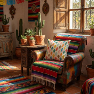 Cojín Decorativo Botánico del Desierto Vibrante