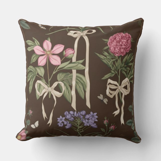 Cojín Decorativo Botánico Floral con Lazo (Anverso)