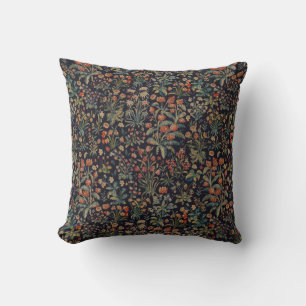Cojín Decorativo Botánico Floral del Bosque Oscuro y Melancólico de