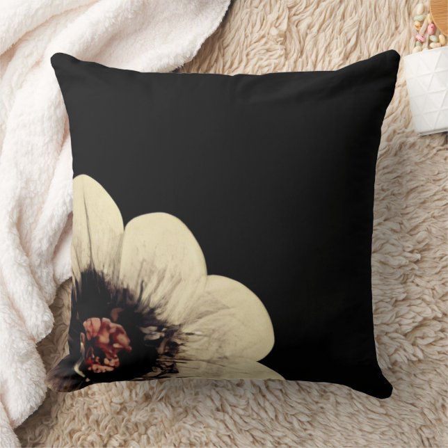 Cojín Decorativo Botánico Floral Negro Reversible (Manta)