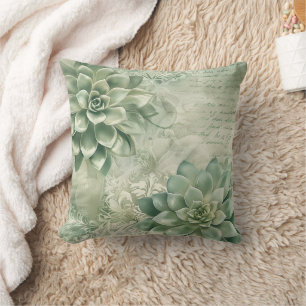 Cojín Decorativo Botánico floral verde menta vintage (2)