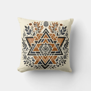 Cojín decorativo botánico geométrico Naranja quema