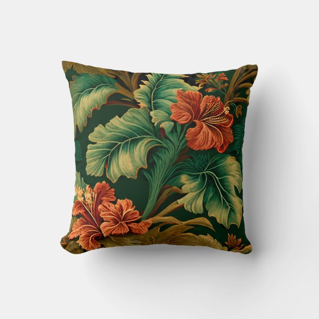 Cojín decorativo botánico - Hibiscus (Anverso)