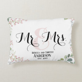 Cojín Decorativo Botánico Sr Sra Regalo de Boda Personalizado Recié