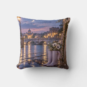 Cojín Decorativo Botas de lluvia de lavanda bajo la luz de la luna