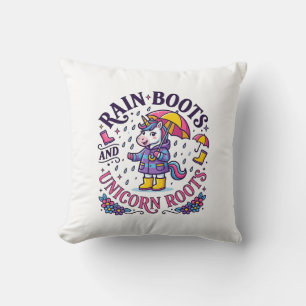 Cojín Decorativo Botas de lluvia de unicornio y camiseta comercial 