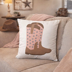 Cojín Decorativo Botas de vaquero rosa con brillo falso de estrella