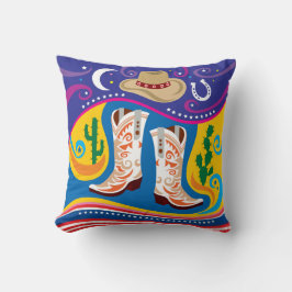 Cojín Decorativo Botas de Vaquero y Estrellas del Desierto