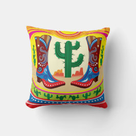Cojín Decorativo Botas de Vaquero y Sol del Desierto