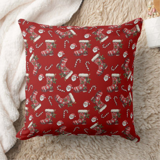 Cojín Decorativo Botas Navideñas Festivas, Caramelos de Caña