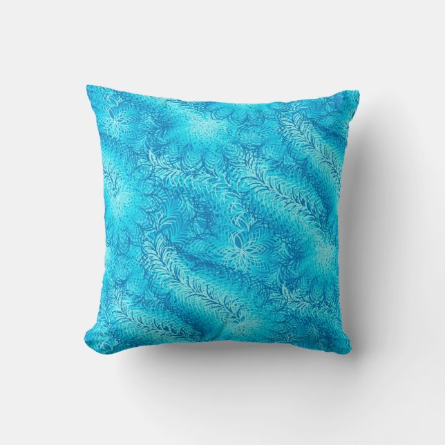 Cojín Decorativo Bote de plumas azules (Anverso)