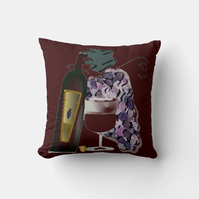 Cojín Decorativo Botella de uvas del vino n (Anverso)